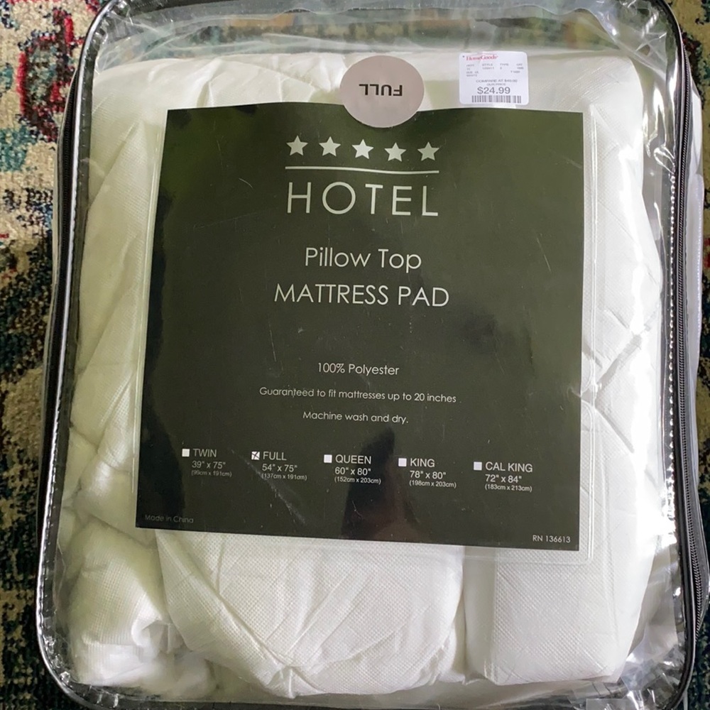 Pillow top mattress pad